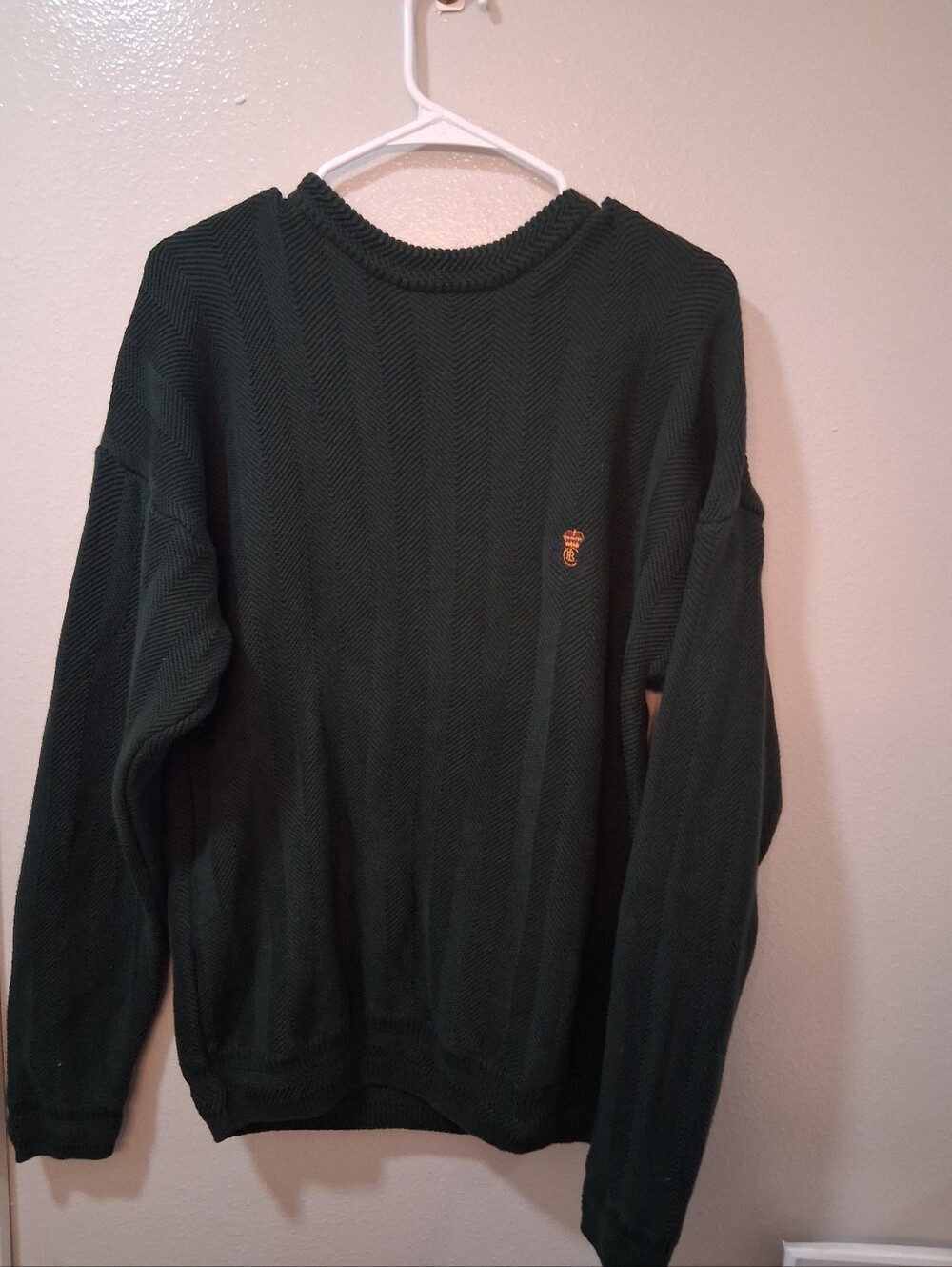Ralph Lauren Forest Green Crewneck Sweater with Embroidered Crest